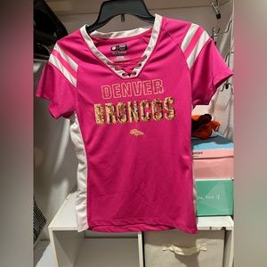 Pink Denver broncos jersey, size medium